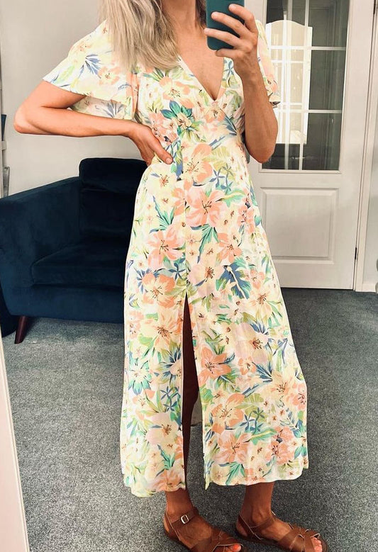 Katharina - Mehrfarbiges geblümtes Kleid