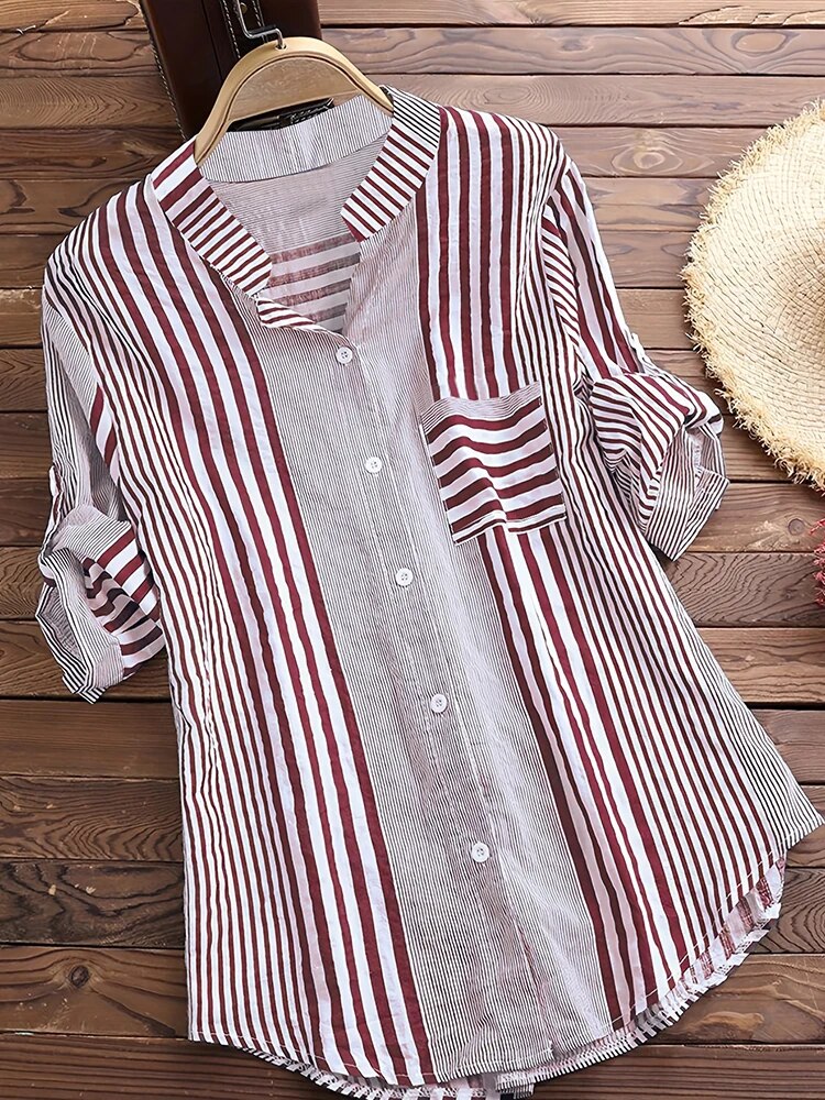 Gestreifte Baumwollbluse - Rosemarie