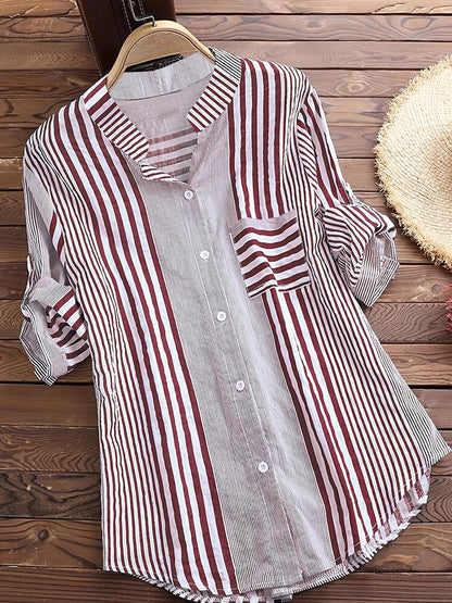 Gestreifte Baumwollbluse - Rosemarie