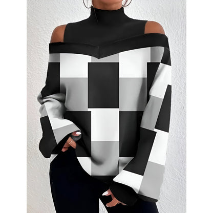 Cinzia | Sexy Off-Shoulder Plaid T-Shirt