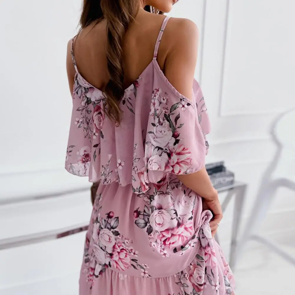 Faye - Rüschen-Spaghettiträger-Kleid