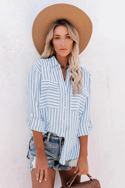 Larissa | Elegante Langarm Streifenbluse