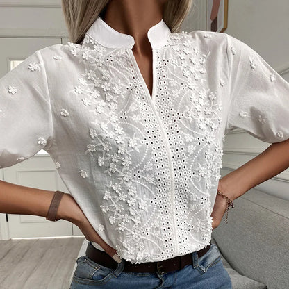 Della - Stickerei Frauen Bluse