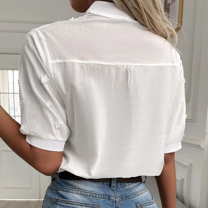 Della - Stickerei Frauen Bluse