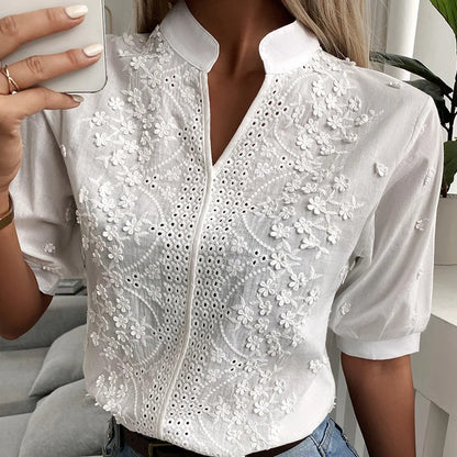 Della - Stickerei Frauen Bluse