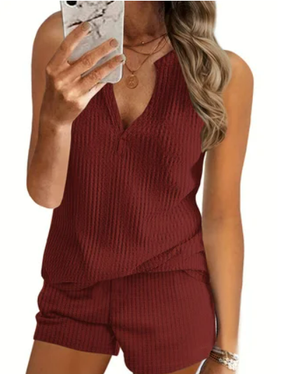 Charlotte - Lässiges Sport V-Ausschnitt Sommer T-Shirt Damen Set