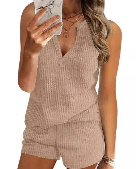 Charlotte - Lässiges Sport V-Ausschnitt Sommer T-Shirt Damen Set