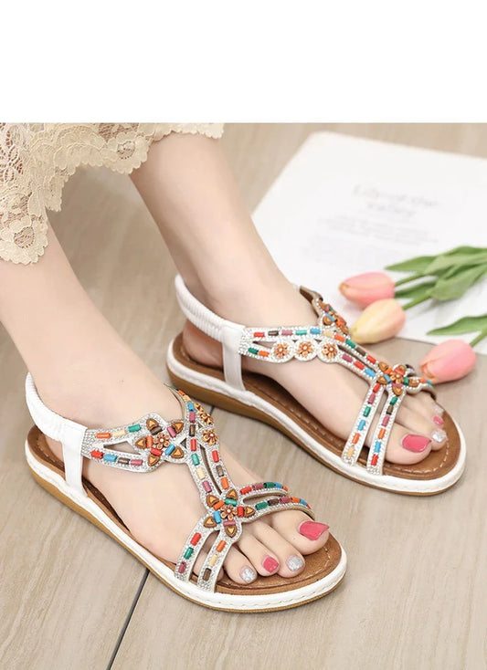 Glizzie | Glitzernde Strass-Sandalen mit Perlen
