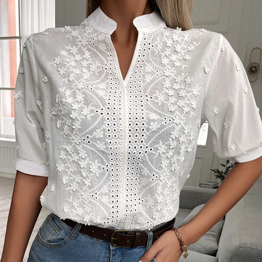 Della - Stickerei Frauen Bluse