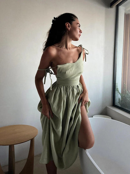 Madleine | Langes Leinen Sommerkleid für Damen