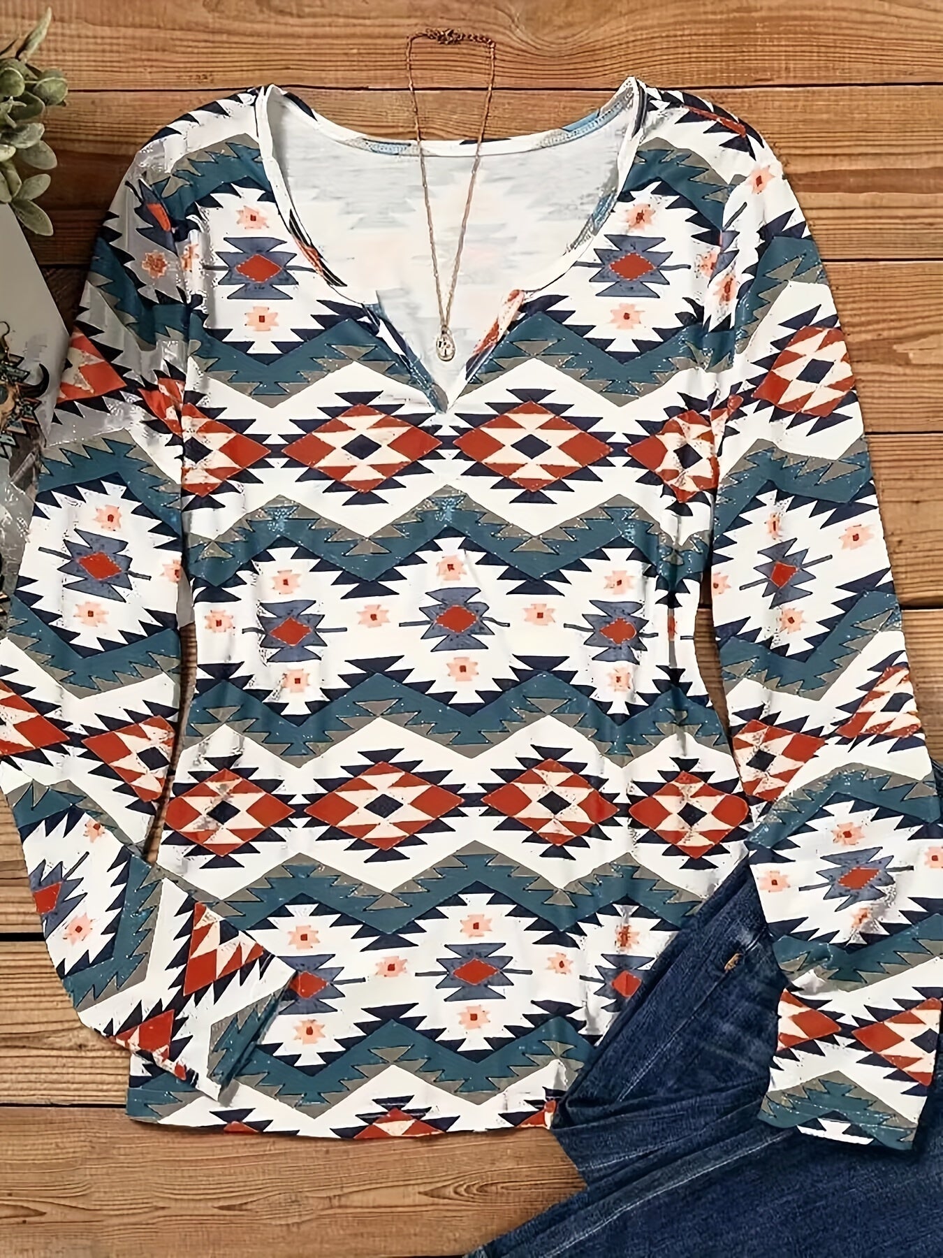 Lavinia | Stylishes Langarmshirt mit Geometrischem Print