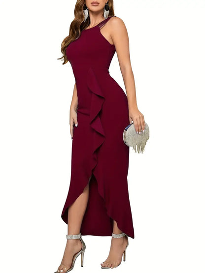Ely | Cami-Kleid mit geteiltem Rüschensaum