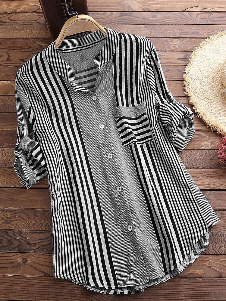 Gestreifte Baumwollbluse - Rosemarie