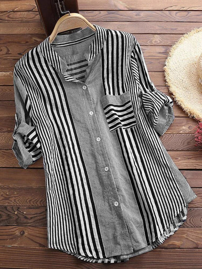 Gestreifte Baumwollbluse - Rosemarie