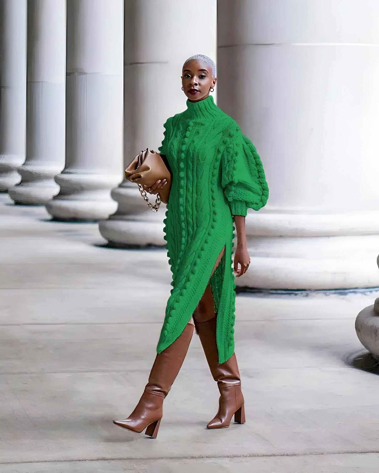 Jacinta | Sexy Strickkleid mit hohem Schlitz