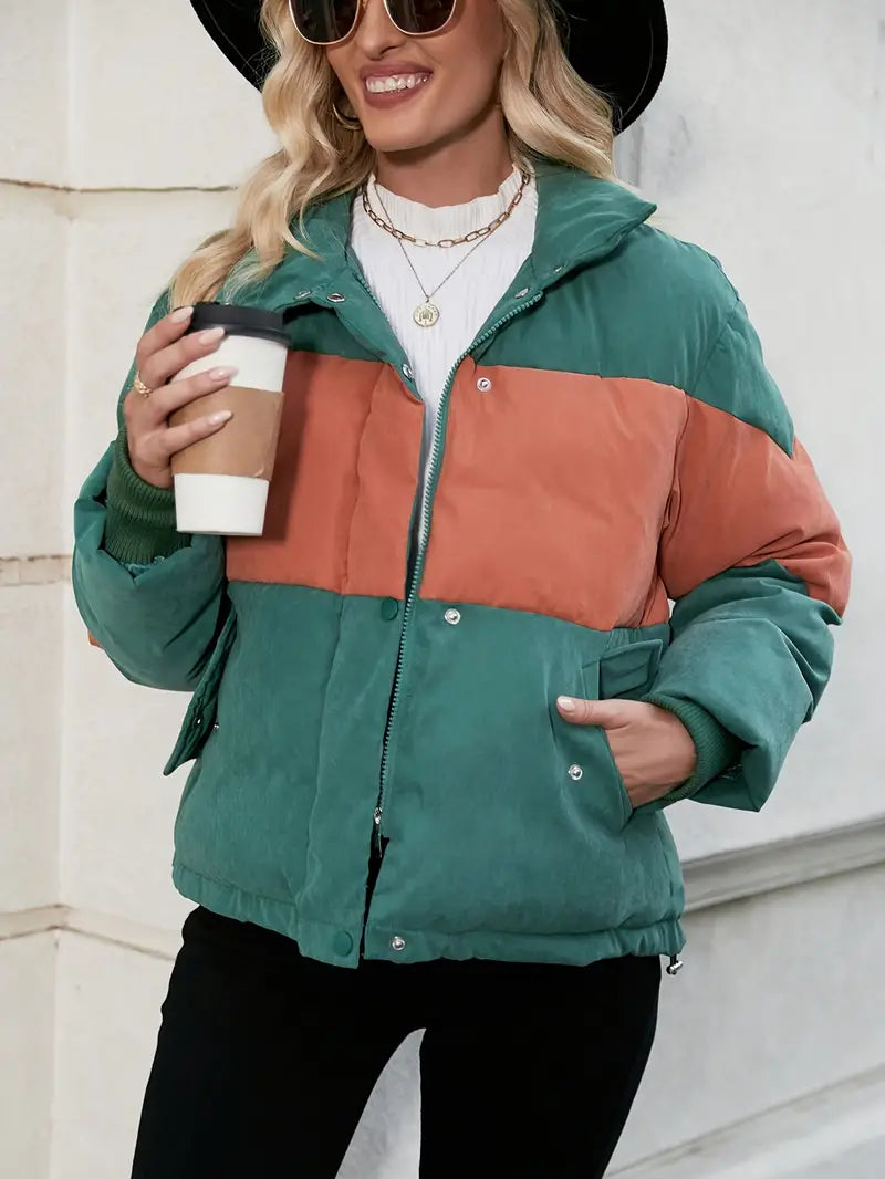 Taylor | Color Block Puffy Coat
