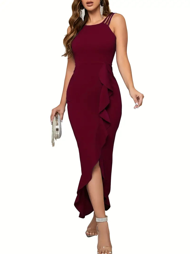 Ely | Cami-Kleid mit geteiltem Rüschensaum