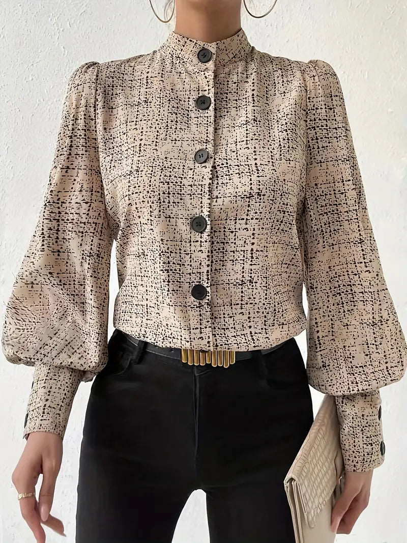 Irish | Bluse mit abstraktem Print und Rüschenbesatz