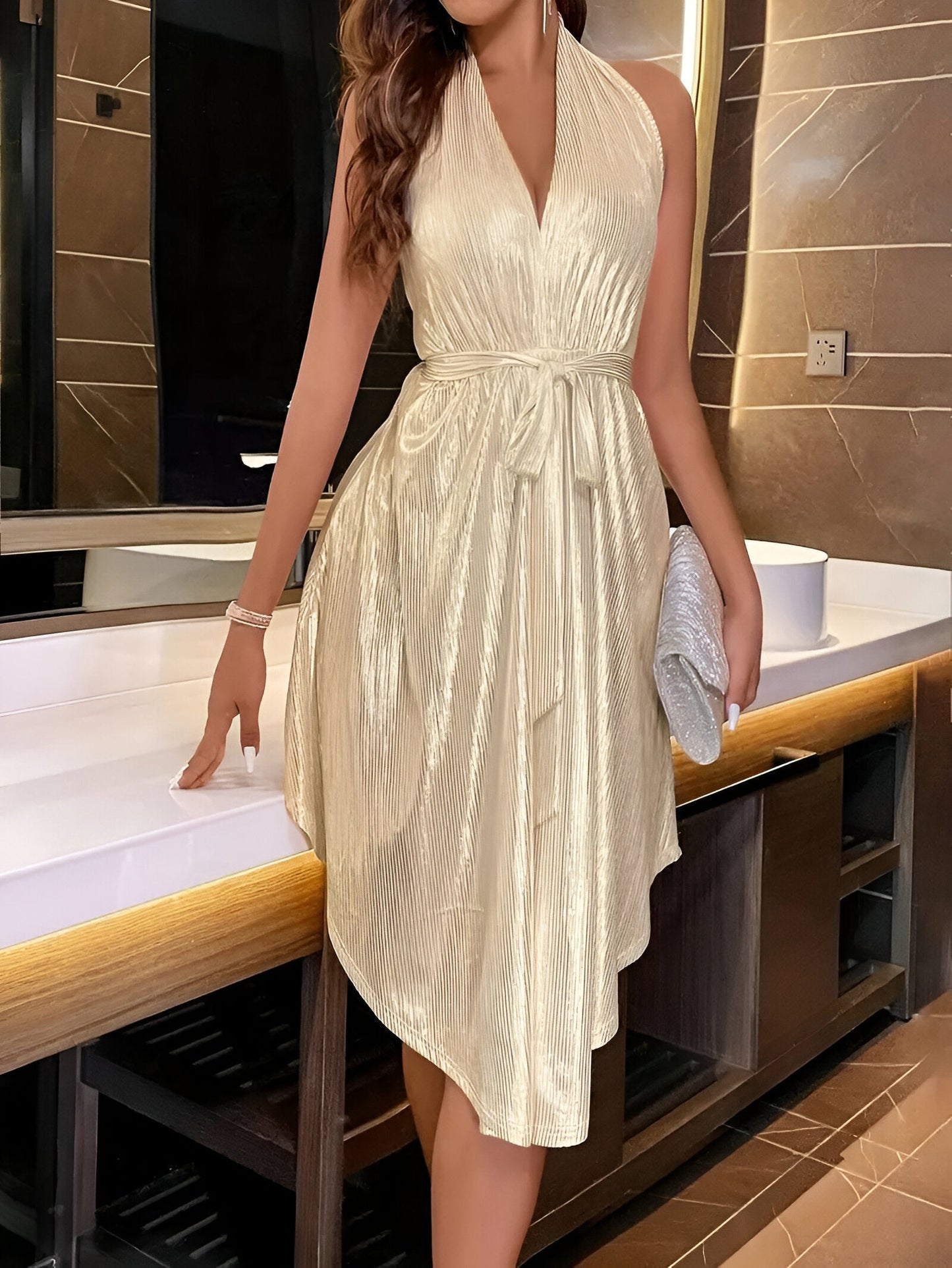 Valentina | Damen V-Ausschnitt Blusenkleid