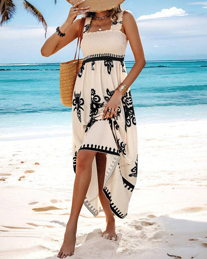 Dahlia - Elegantes bedrucktes Kleid mit Neckholder-Ausschnitt