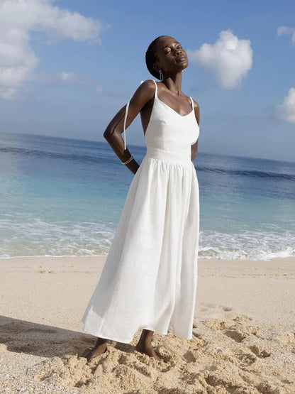 Madleine | Langes Leinen Sommerkleid für Damen