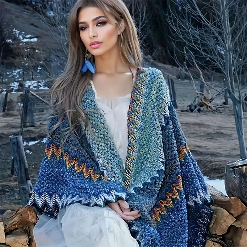 Arlo | Vintage Wavy Striped Knitted Scarf Tassel Vest