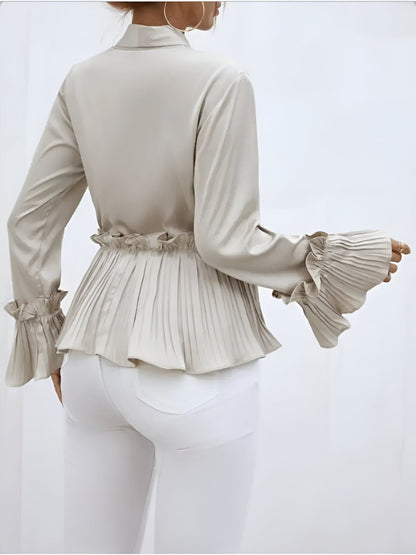 Eliska | Elegantes V-Ausschnitt Bluse mit Faltendetail