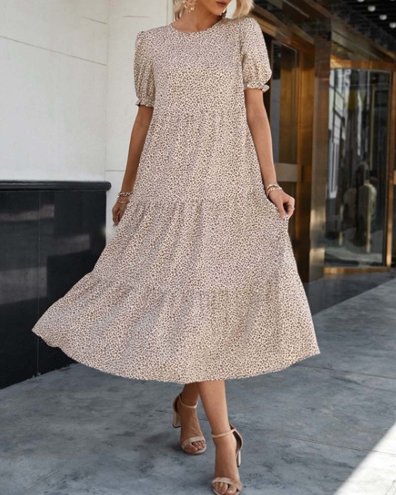 Dallas - Elegantes Kleid mit Rundhalsausschnitt und Puffärmeln