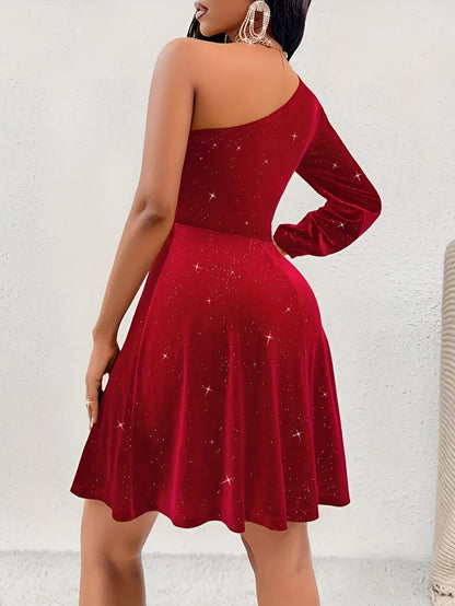 Emanuelle | Elegantes One-Shoulder Ruffle Hem Kleid