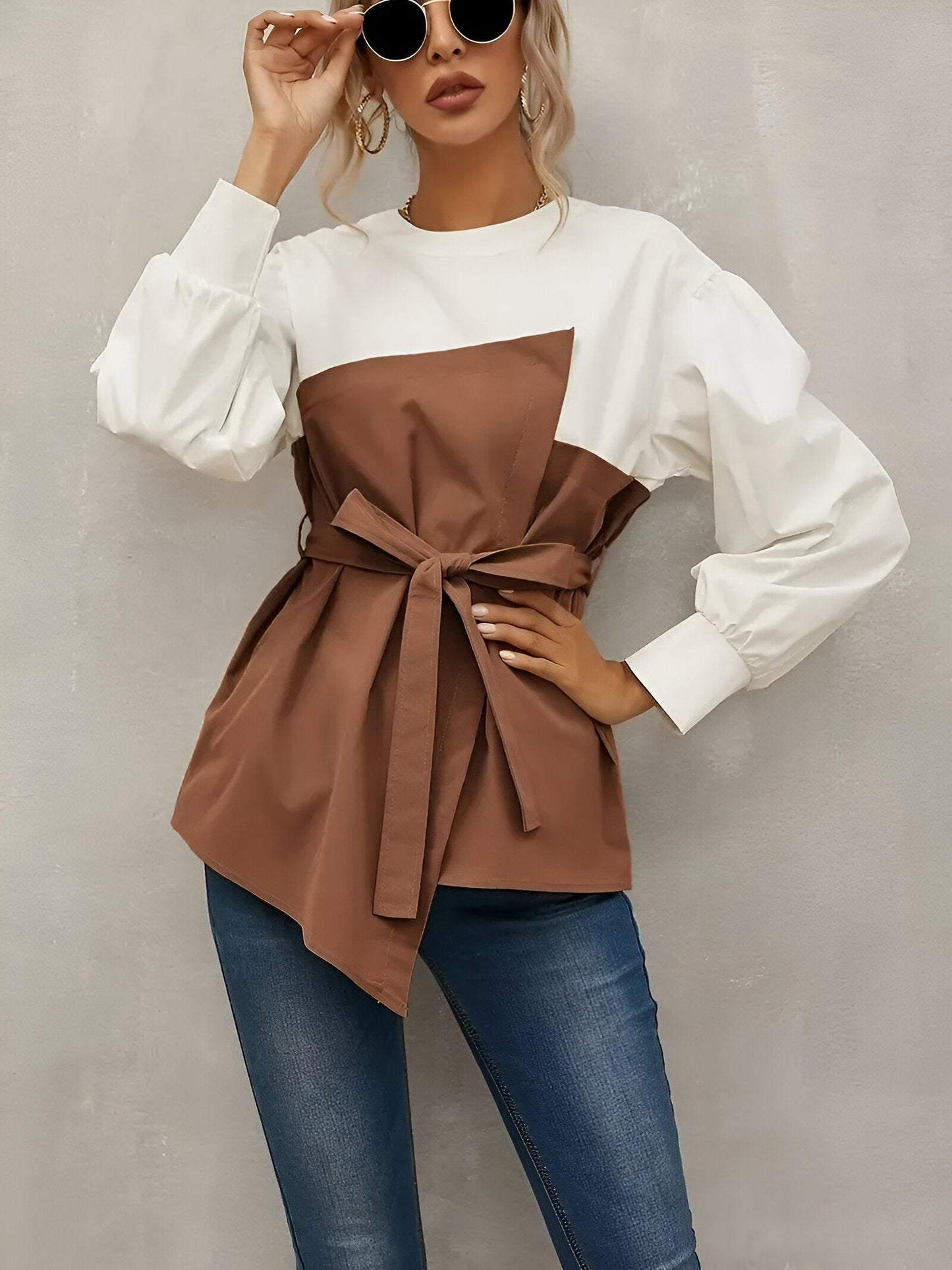 Edita | Elegantes Color-Blocking Faux-Zwei-Teile-Shirt für Damen