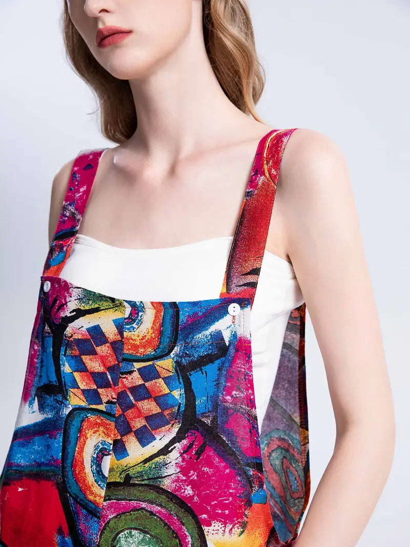 Lassie – Overall mit abstraktem Print, Overall mit Knöpfen