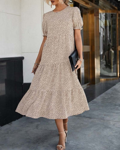 Dallas - Elegantes Kleid mit Rundhalsausschnitt und Puffärmeln