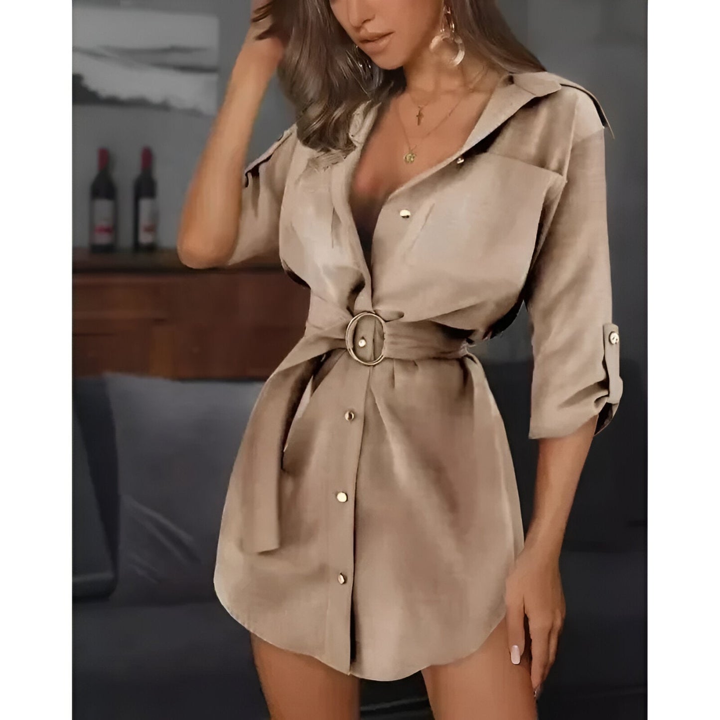 Ladina | Stylisches Lace-Up Shirtkleid