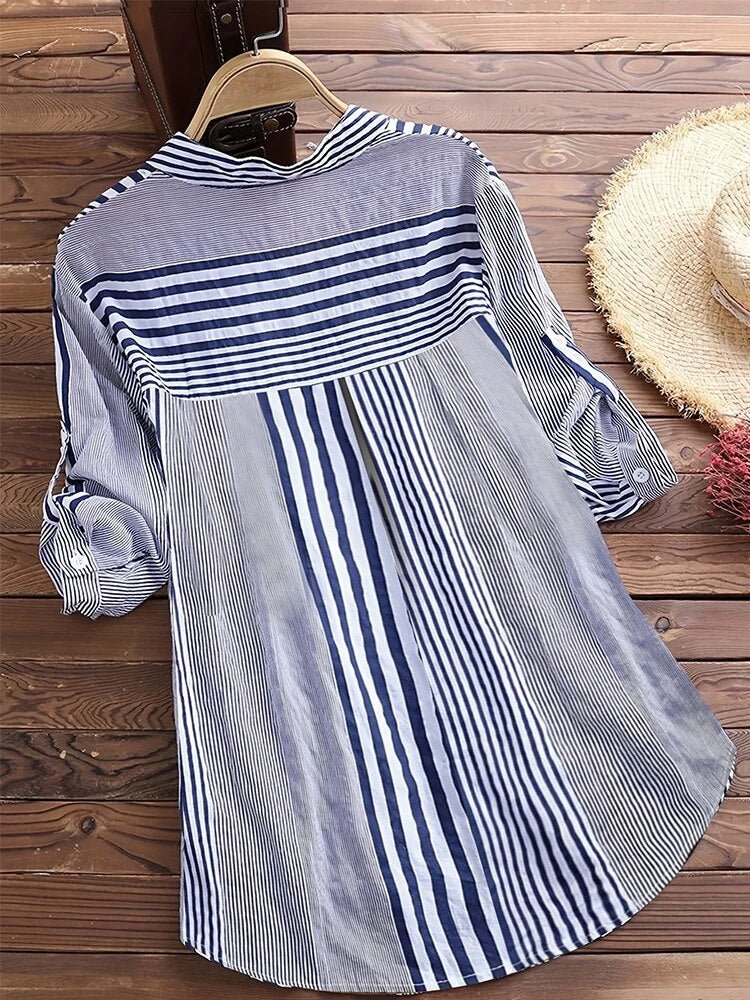 Gestreifte Baumwollbluse - Rosemarie