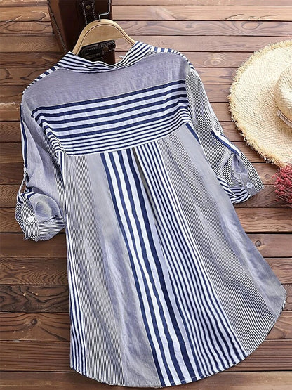 Gestreifte Baumwollbluse - Rosemarie