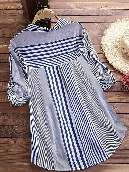 Gestreifte Baumwollbluse - Rosemarie