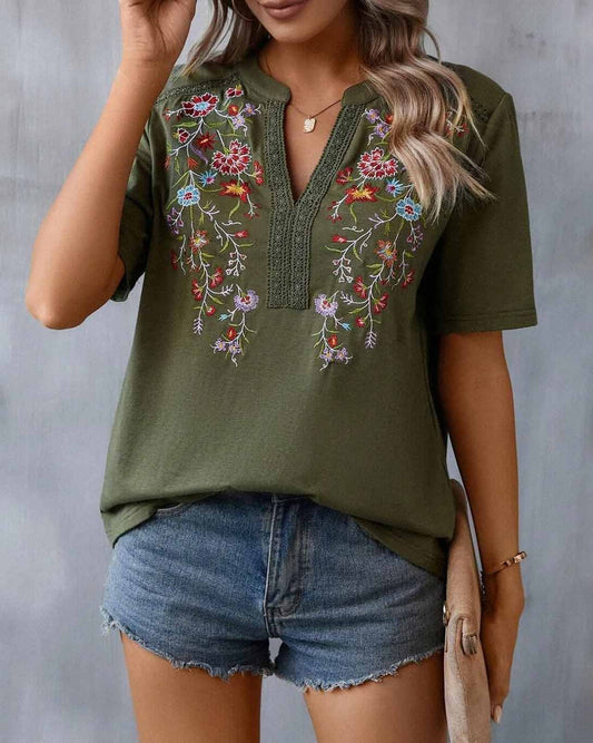 Mesdie | Blumenbestickte Bluse für Damen