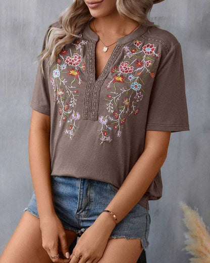 Mesdie | Blumenbestickte Bluse für Damen