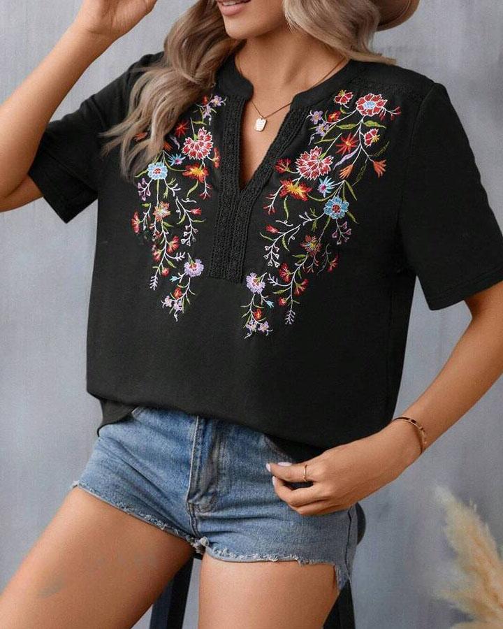 Mesdie | Blumenbestickte Bluse für Damen