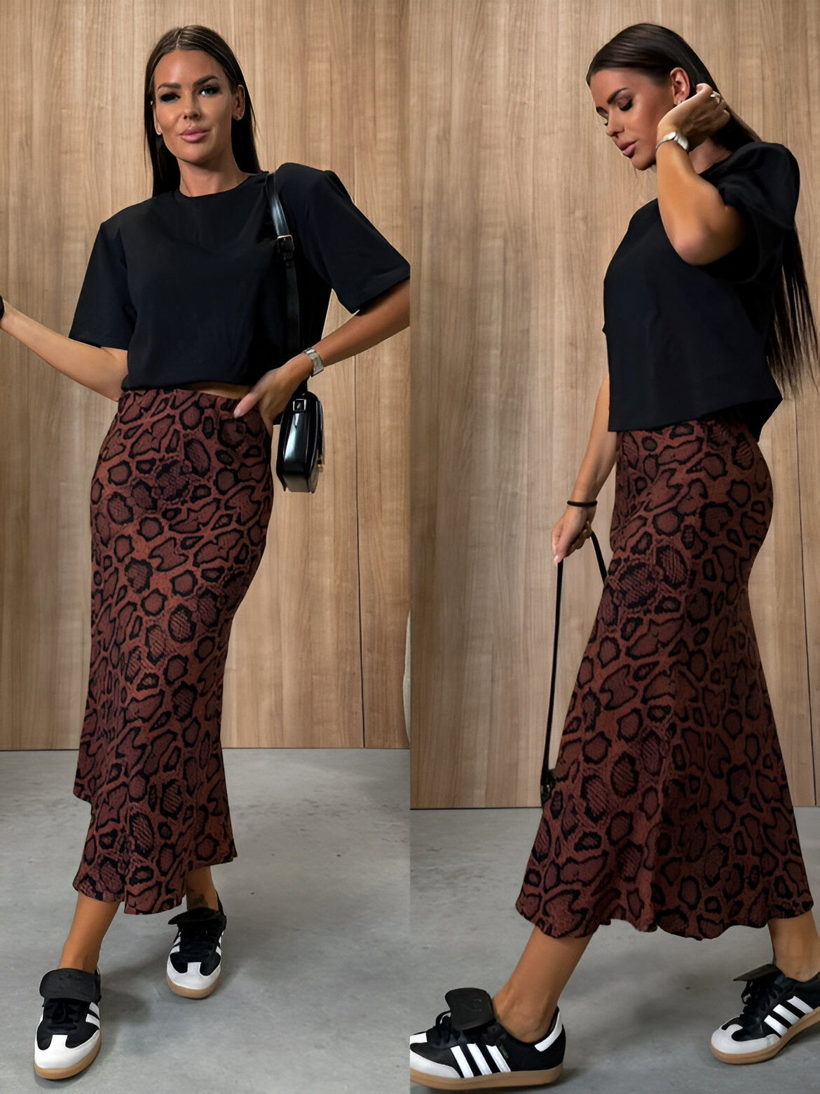 Marcelina | Fashion High Waist Animal Print Shirt für Frauen