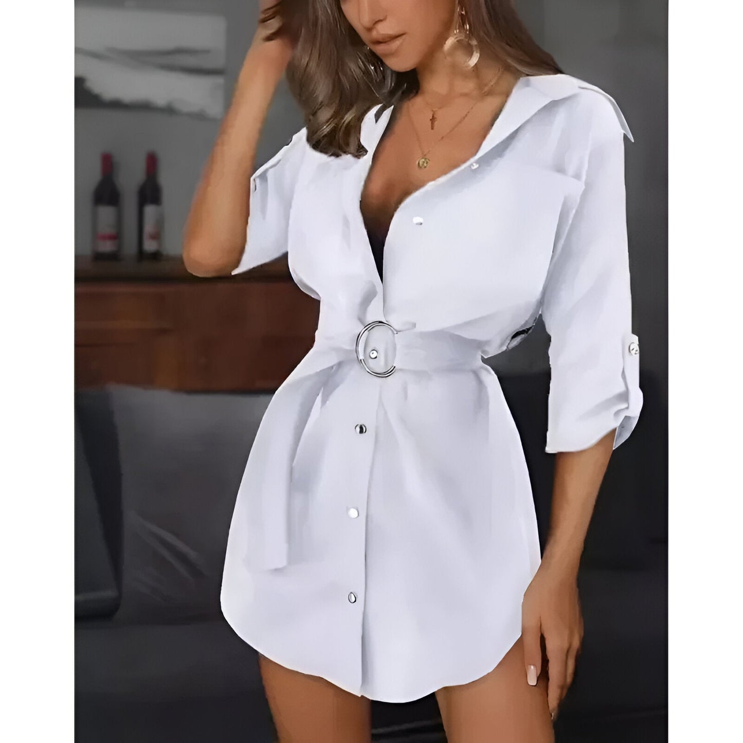 Ladina | Stylisches Lace-Up Shirtkleid