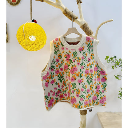 Hariette | Koreanischer Stil Pink Peach Blossom Strickweste