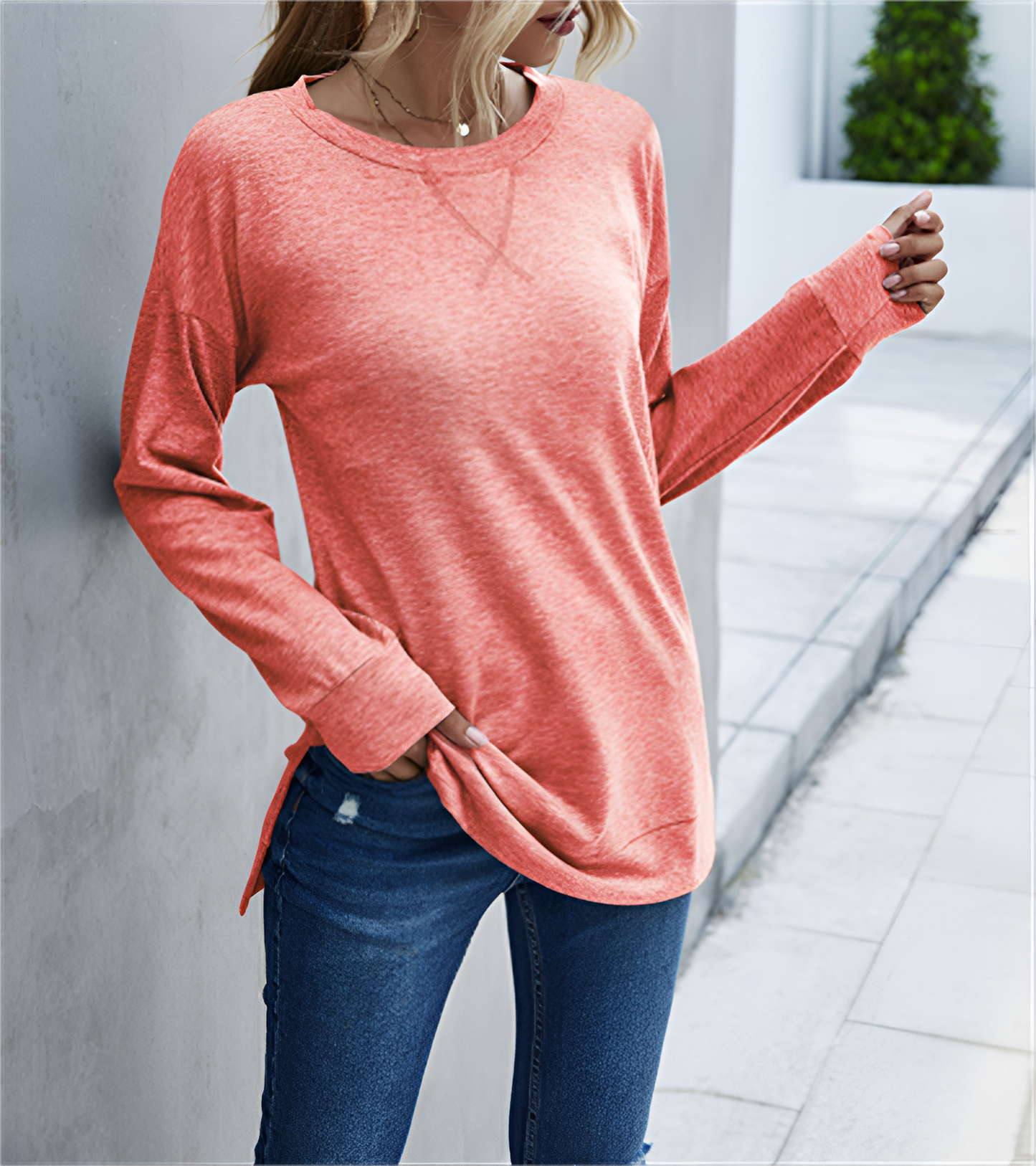 Estella | Schickes Langarm-Shirt mit Kreuzsaum