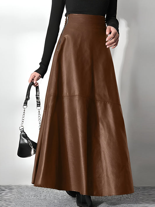 Rosalia | Eleganter PU-Leder Maxi-Rock