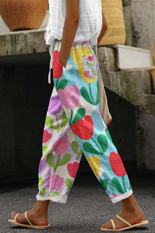 Airish - Casual Unique Printed Button Pocket Pants