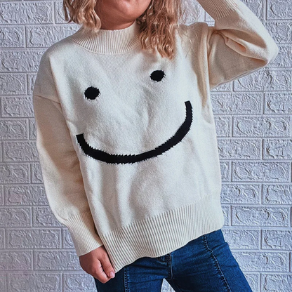Dimi |  Herbst Niedliches Smiley-Muster Langarmshirt