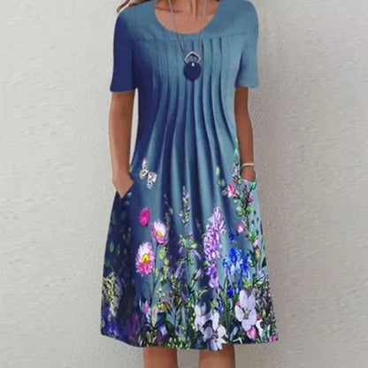 Erich - Plissiertes Minikleid mit Blumenmuster