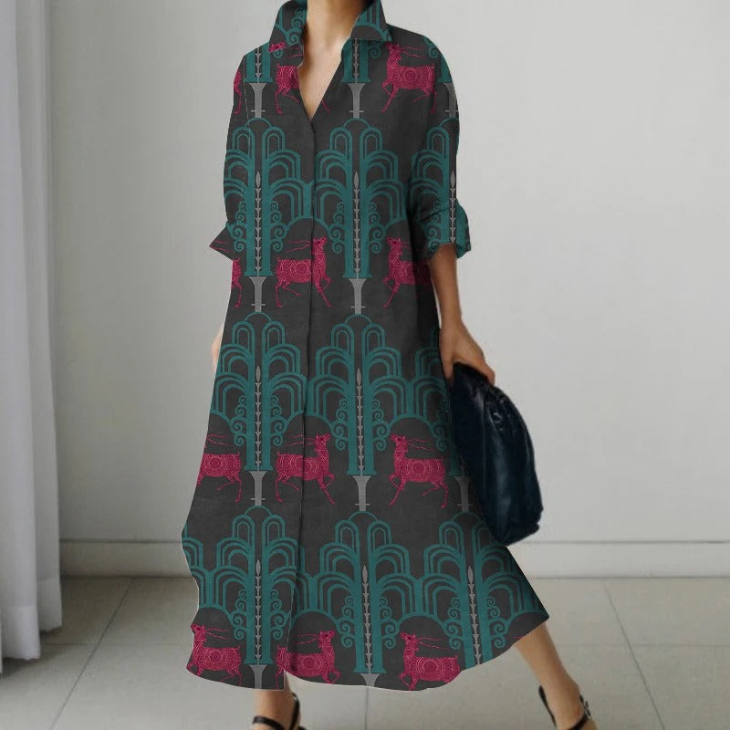 Gia - Bedrucktes Retro-Kleid