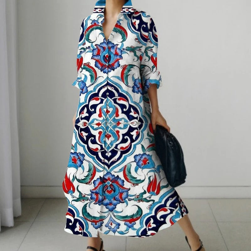 Gia - Bedrucktes Retro-Kleid