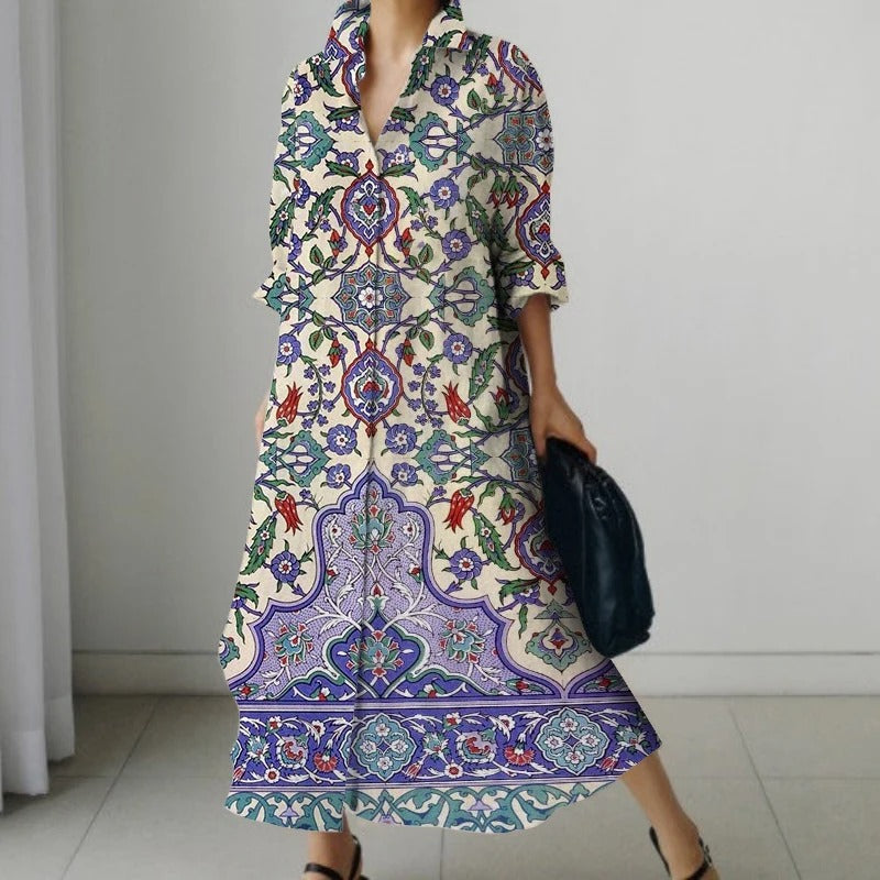 Gia - Bedrucktes Retro-Kleid